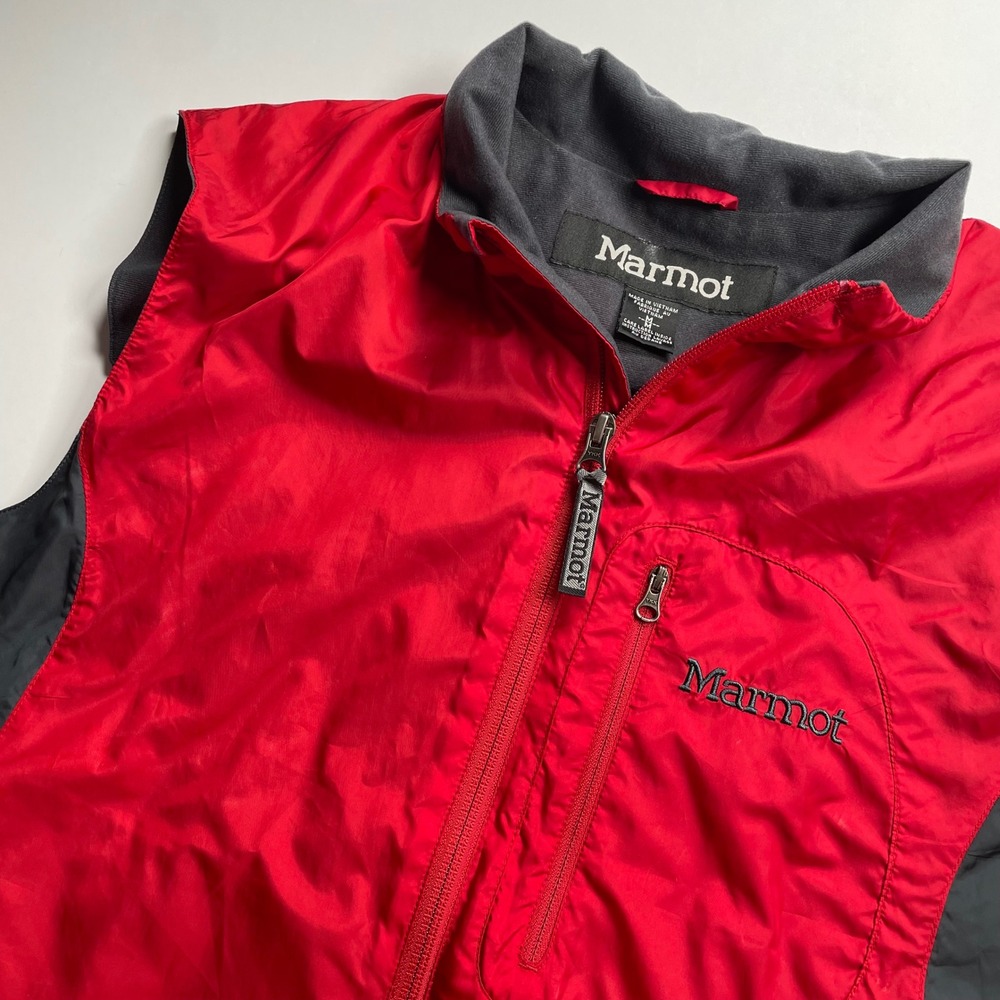 Marmot Windbreaker Vest‎ Full Zip Pockets Lightweight Red Gray Mens M